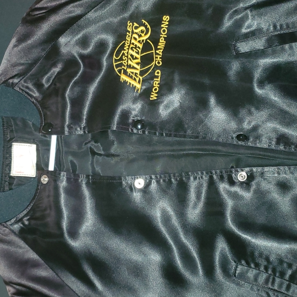 Vintage 80s Lakers black satin jacket